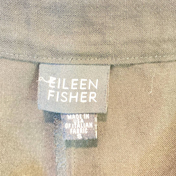 VTG Black Eileen Fisher Linen Blend Trousers Small USA Made With Italian Fabrics - Picture 2 of 8